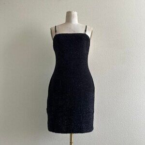 Vintage Windsor black fuzzy mini dress size M